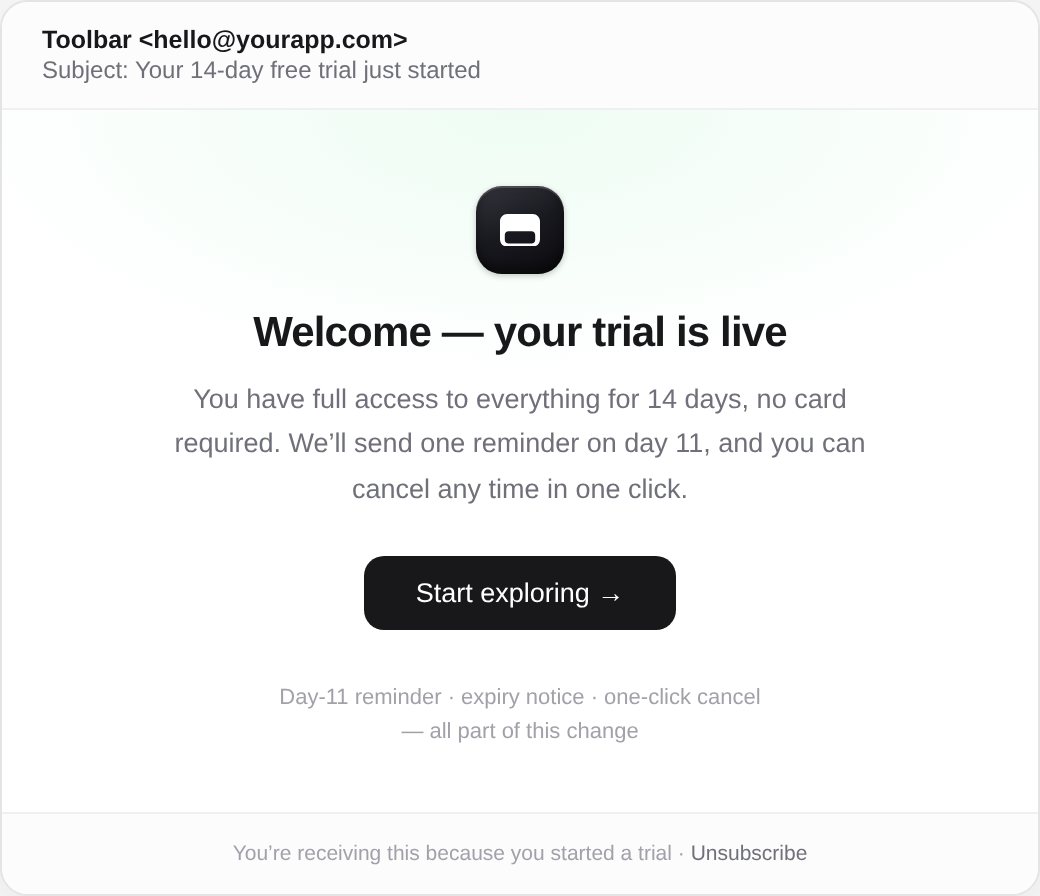 The welcome email design